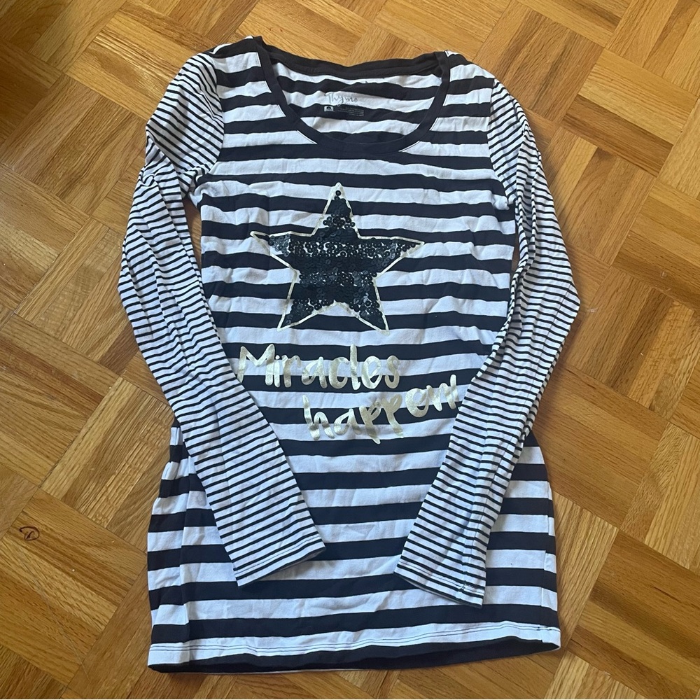 Striped Long Sleeve Tee with Star Design